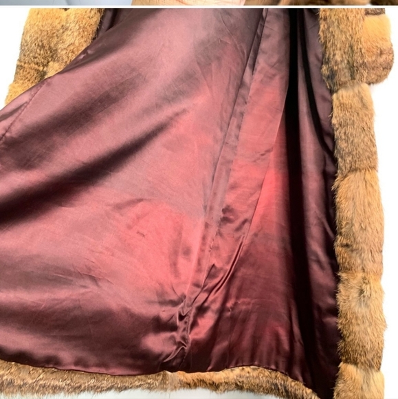 Vintage Elan 100% French Rabbit Fur Coat Size L Brown Mid Length - Picture 8 of 10